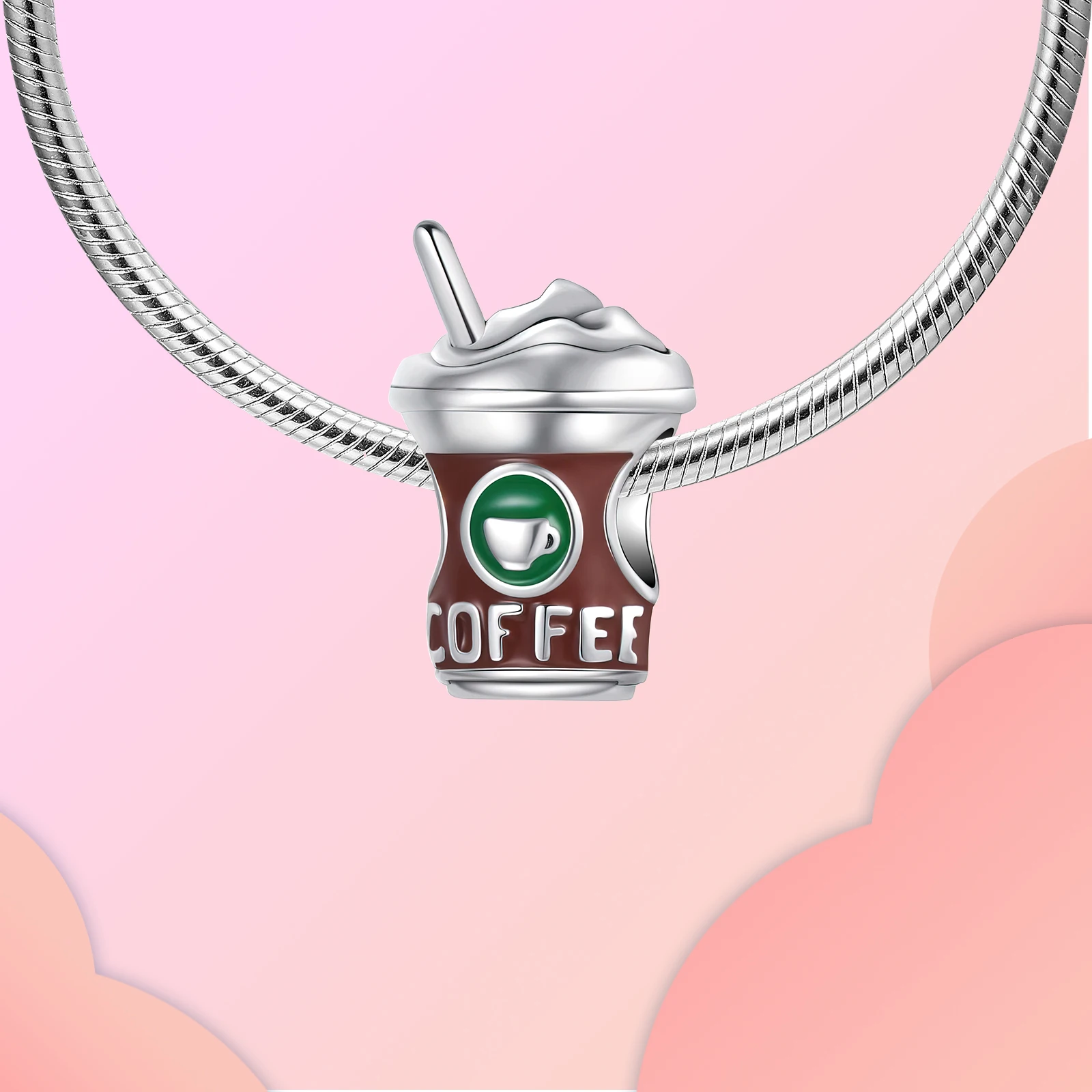 Стерлингового серебра 925 пробы кофейные чашки кулон с мороженым подвеска