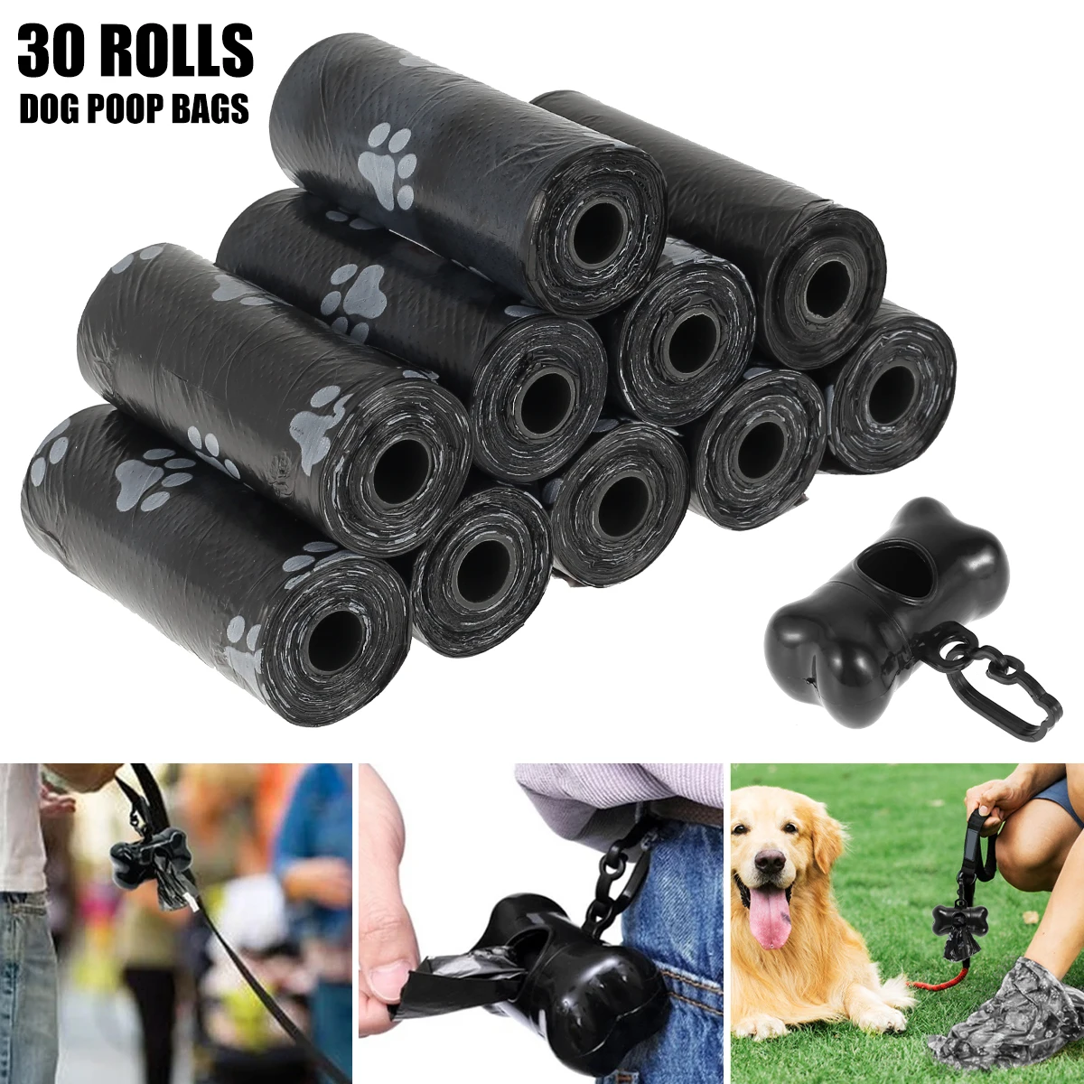 

30 Roll Dog Poop Bags Eco Pet Waste Bags Biodegradable Dog Waste Bags with Breakpoint Design for Home Outdoor