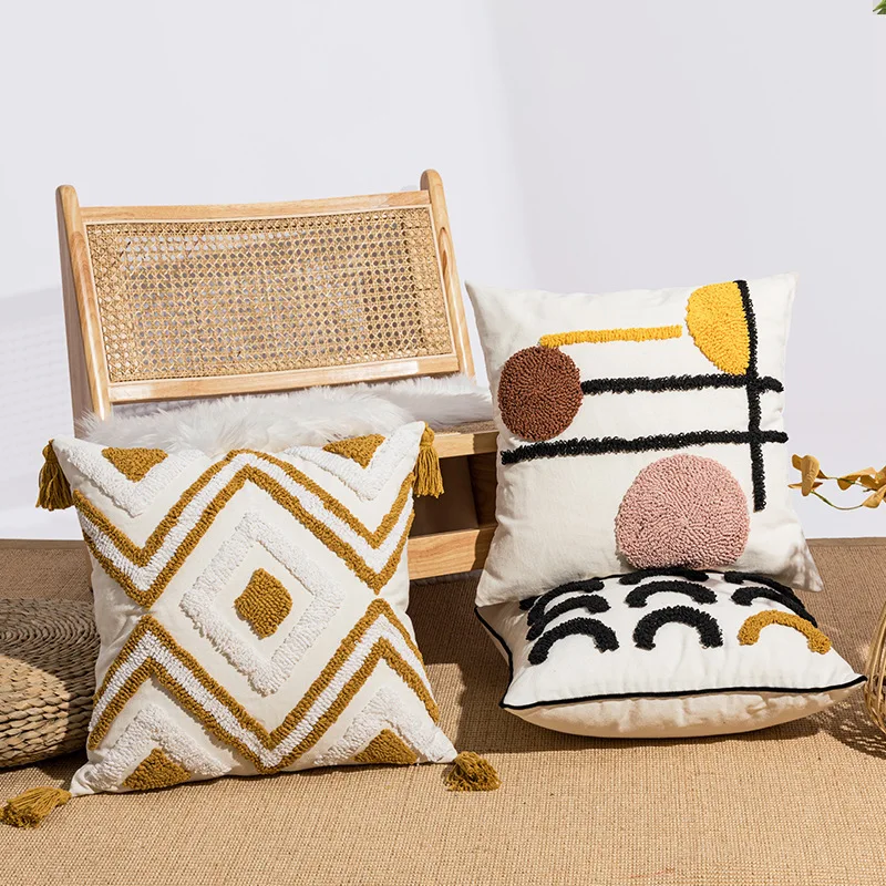 

Decoration Home Stripes Plaids Print Pillow Cover Bed Cushion Cover 45x45 Geometric Living Room Decoration Velvet Poster E0383