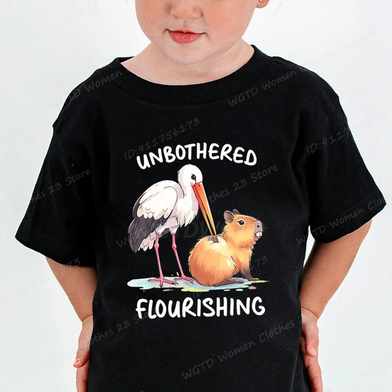 Футболка с принтом Capybare White Crane Unbothered Flourishing летние модные повседневные топы