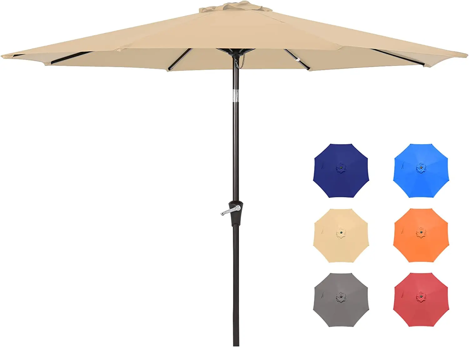 

POPTOP 9FT Patio Umbrellas, Outdoor Patio Table Umbrella with Tilt Adjustment and Crank Lift System for Ourdoor Patio, Lawn, Bac