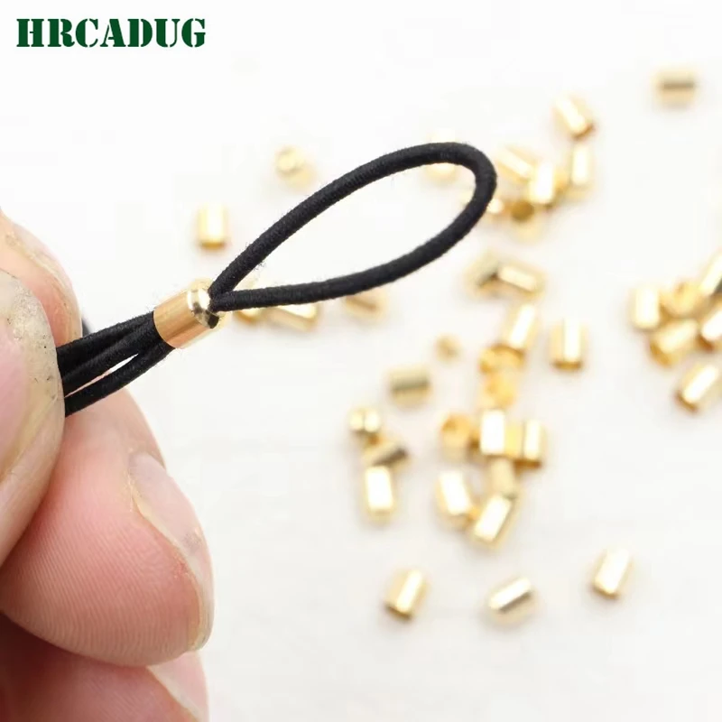 5mm*4mm Smooth Round Rope Tail Caps 18K Gold-Plated Braided Leather Rope End Cap For DIY Jewelry Making Supplies And Accessories