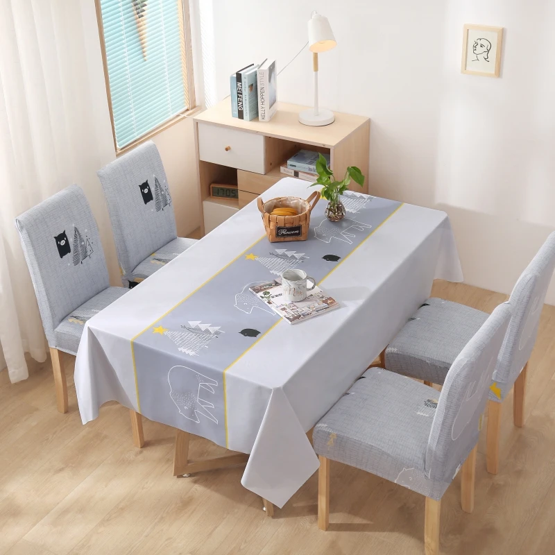

PVC Tablecloth With Adventure Style Design And Same Pattern Chairs Cover
