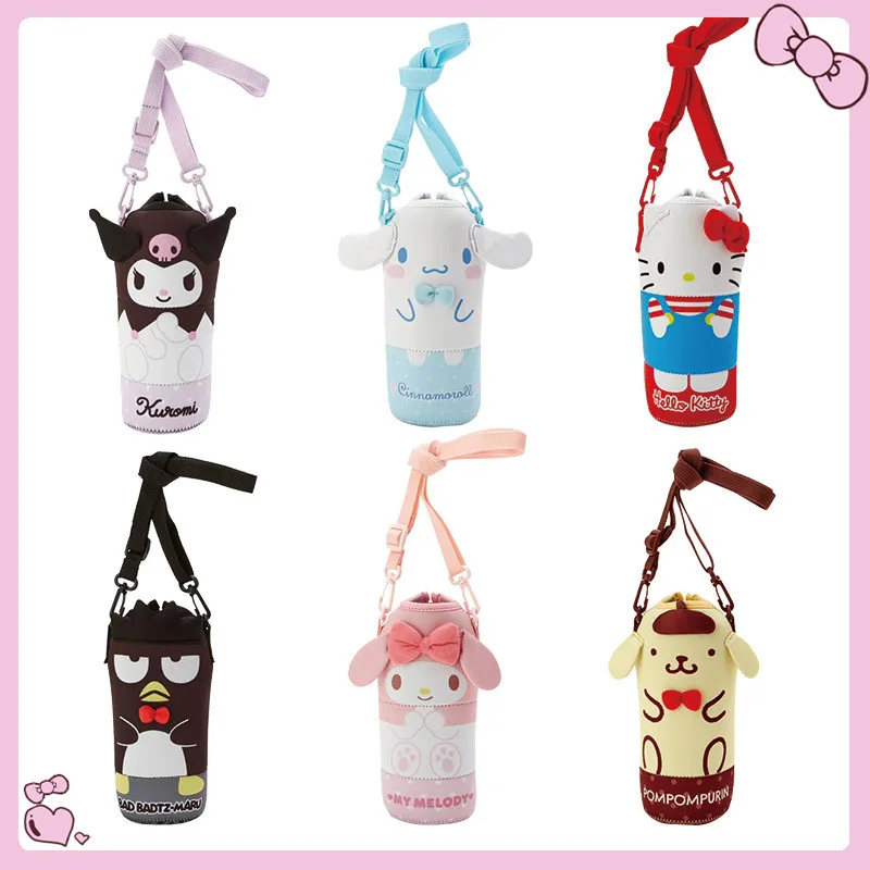 Kawaii Sanrio Water Bottle Pouch Hello Kitty Kuromi Water Cup Protector Insulation Cover Outdoor Portable Travel Bottle Bag Gift