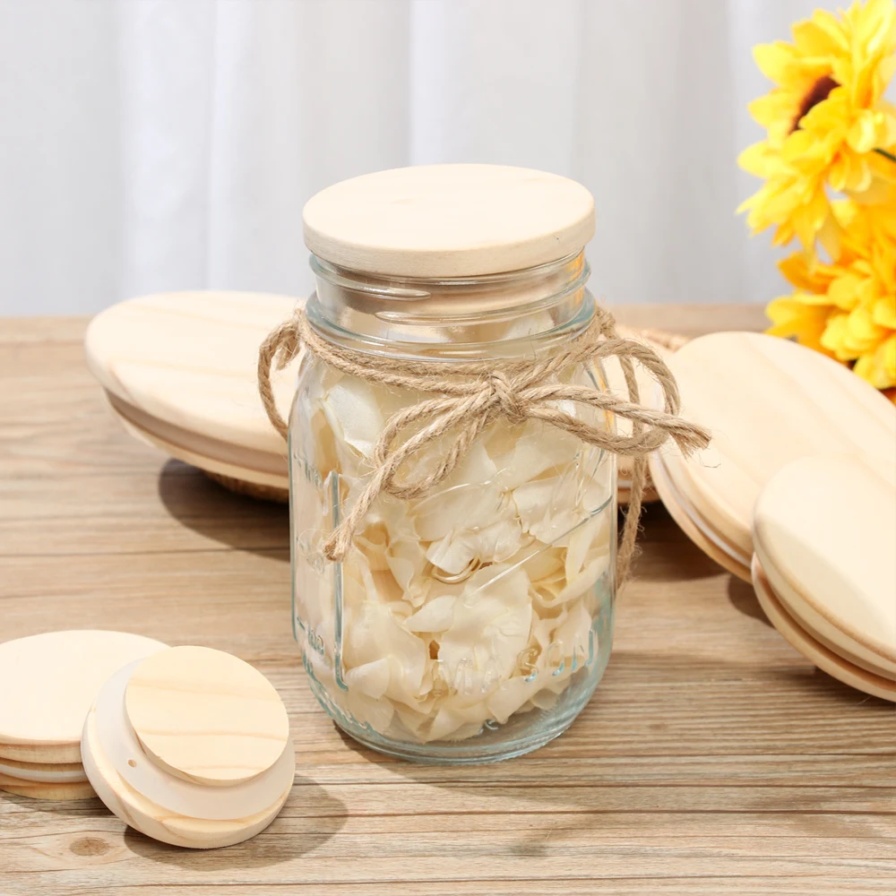 

Reusable Kitchen Organization Bottle Sealing Caps Wooden Wood Lids Canning Storage Wide Mouth Cover Mason Jar Lid