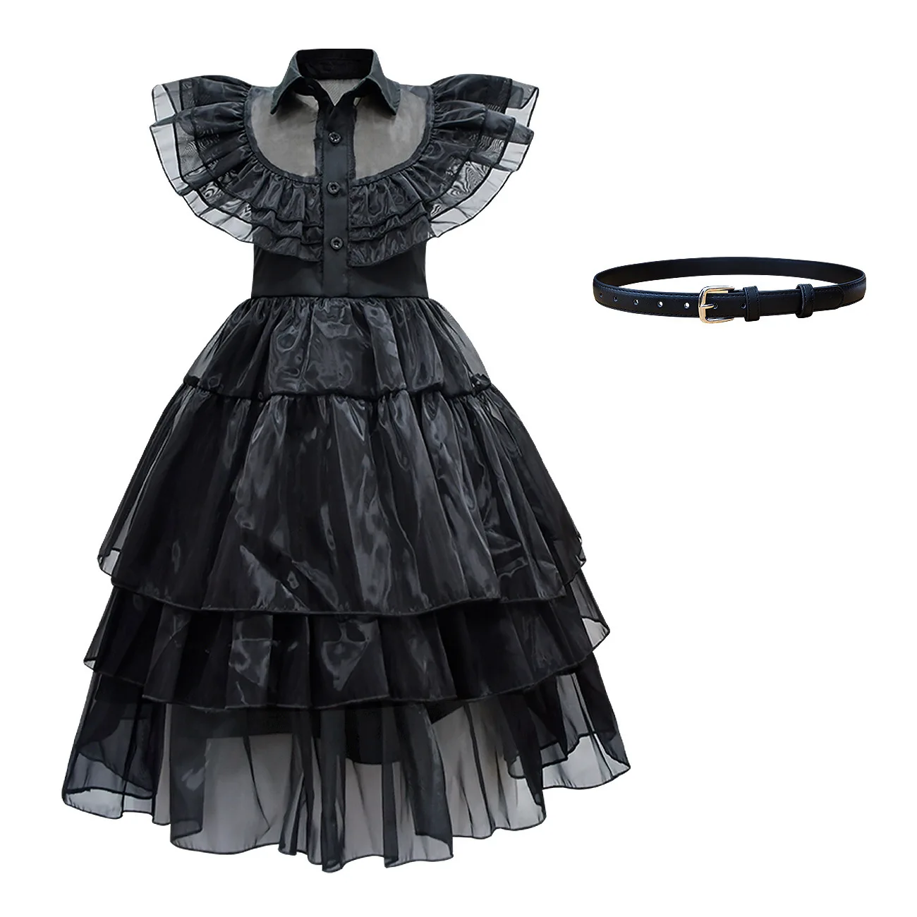 

Wednesday Addams Cosplay Costume girls Floral dress Black Vintage Gothic style Dress for Kids Halloween Carnival Party Costumes