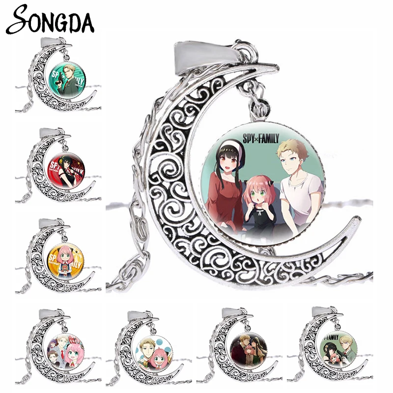 

Anime SPY×FAMILY Moon Crescent Necklace Cute Twilight Yor Forger Anya Forger Cartoon Figures Pendant Necklace Otaku Jewelry Gift