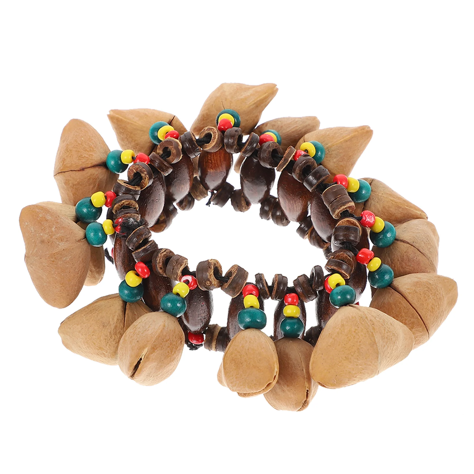 

Nut Shell Hand Bell Wooden Toy Tribal Style Bangle Wristband Husk African Ornament Dance Child Drum Djembe
