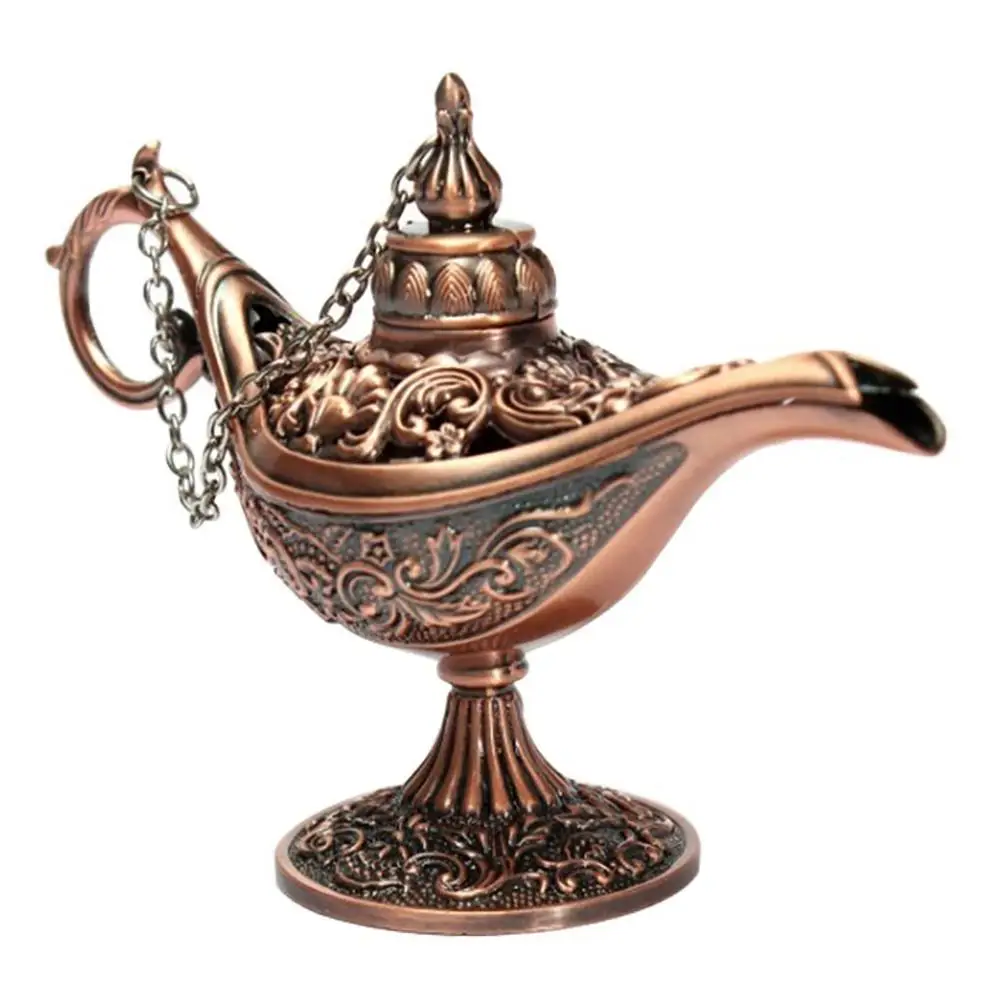 

Classic Aladdin Lamp Fairy Tale Magic Lamp Wishing Tea Oil Pot Metal Vintage Retro Toy Art Craft Ornaments Home Decor figurine