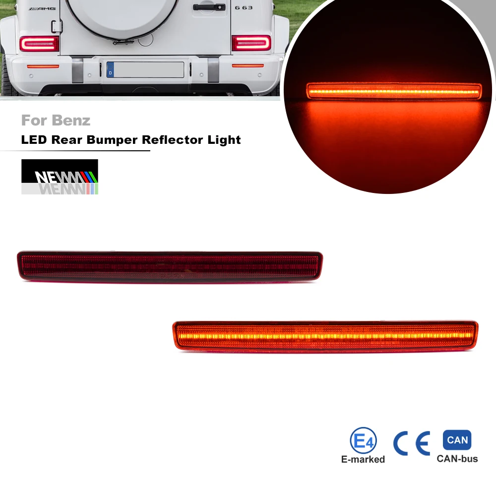 

Для Benz W463A G-Class G500 G550 G63 AMG 2019-Up OE-Spec красная линза полная светодиодная полоса бампер отражатель фонари задний стоп-сигнал