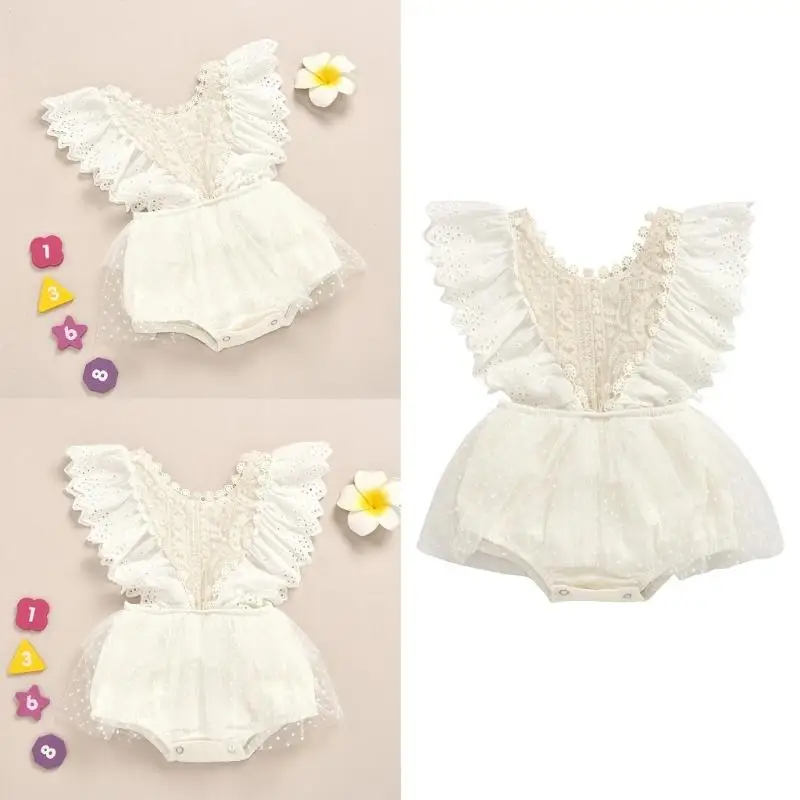 

Summer Cute Baby Girl Bodysuits Sleeveless Ruffle Lace Jumpsuit Infant Bodysuit