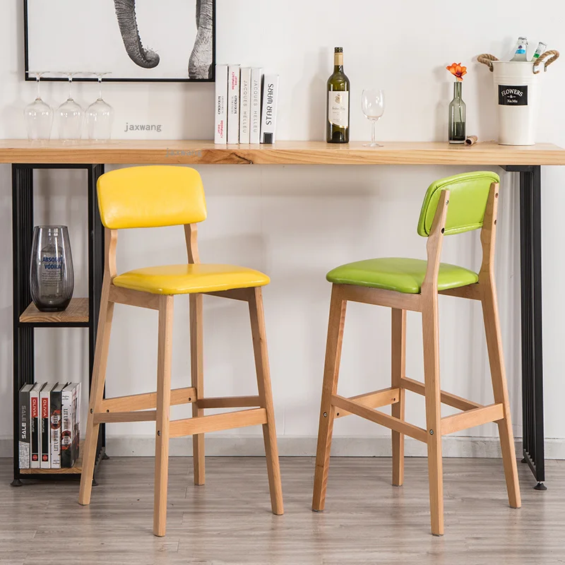 

Современный Одноместный барный стул из твердой древесины для кухни, минималистичные высокие стулья для дома в нордическом стиле, барные стулья со спинкой для кафе Z