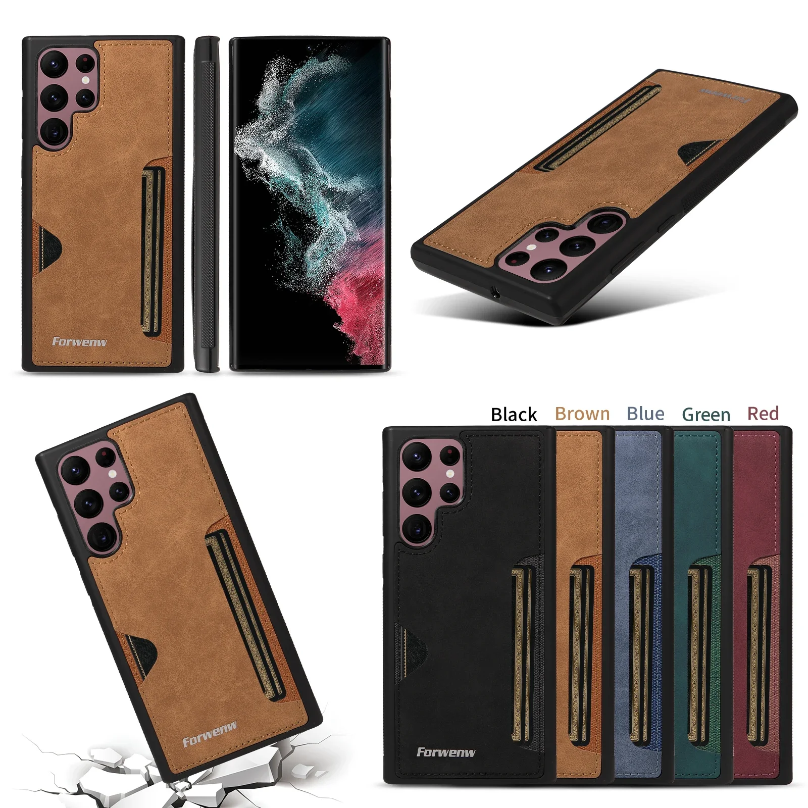 Кожаный чехол-бумажник для Samsung Galaxy S23 S24 Ultra S22 Plus S21 FE A14 A04 A25 A15 A24 A34 A35 A54