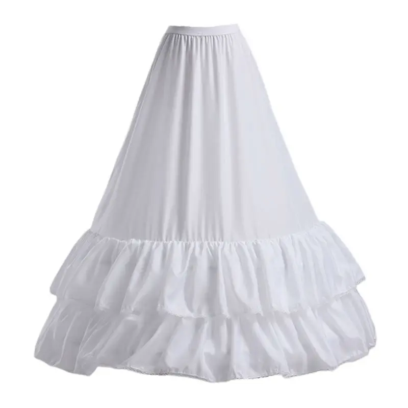 

Wedding Dress Skirt Petticoat 2-layers Lotus Leaf Lace Hook Waist Skirts Fishtai