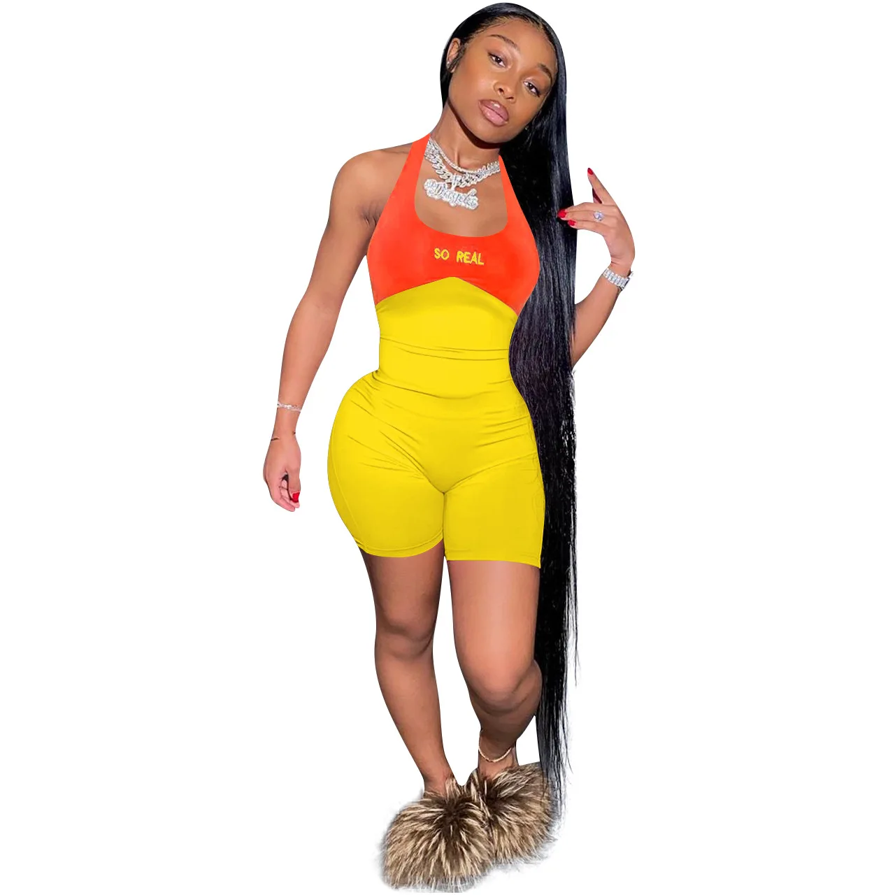 

Spring Summer Fashion Women's Sexy Skinny Backless Zipper Playsuits Ladies Casual Patchwork Pink Jumpsuit Sport Bodycon Rompers