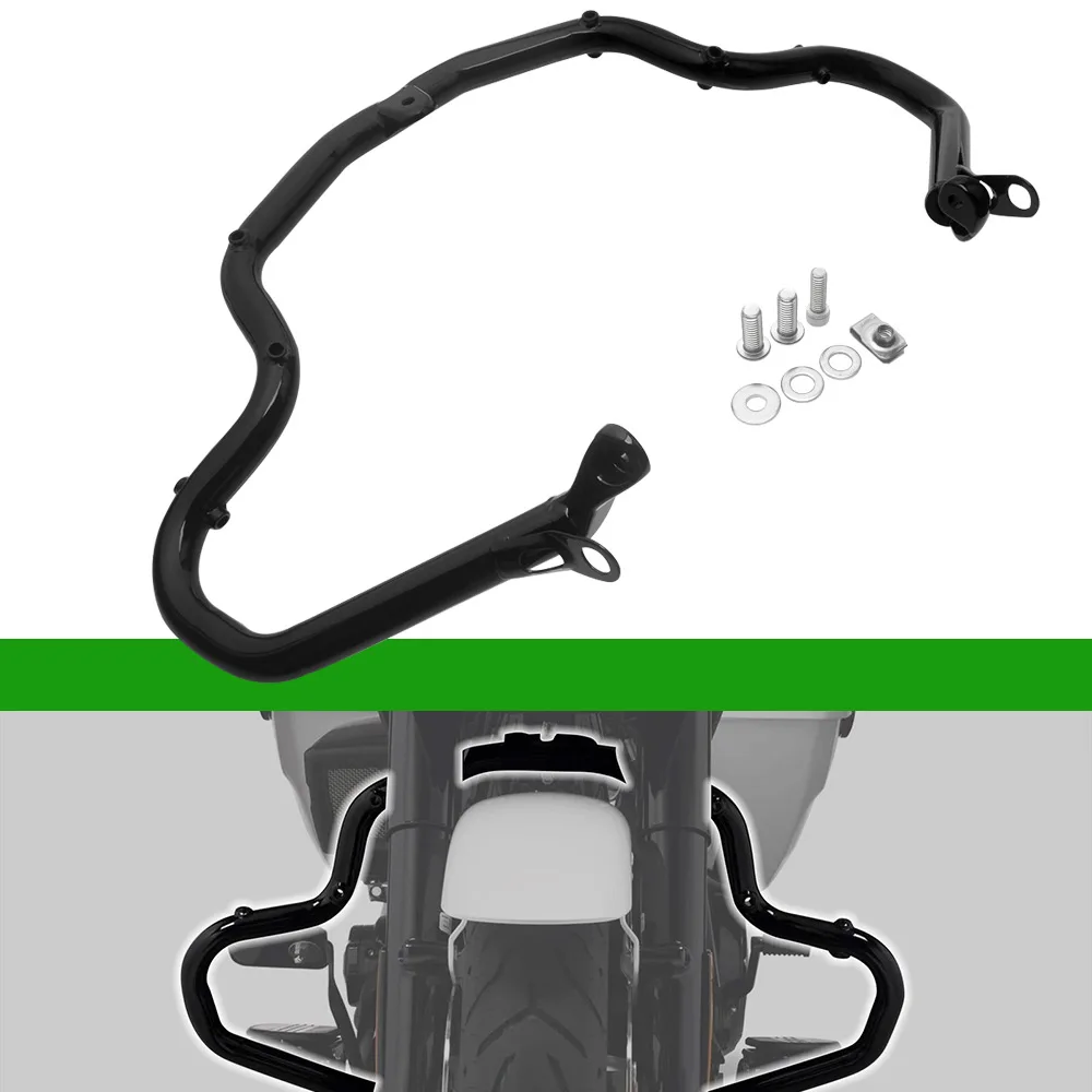 Фото Защитная дуга (кенгурятник) для мотоциклов Harley Davidson Touring FLTRXSE, FLTRX, FLHXSE, FLHX / FLHXI 2023-2026 из глянцевого черного железного сплава №1