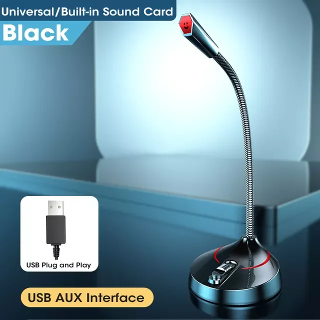

Microphone RGB Gaming Microphone PC USB 3.5mm for Computer Vol Noise-Cancelling Plug &Play Desktop PC Mic
