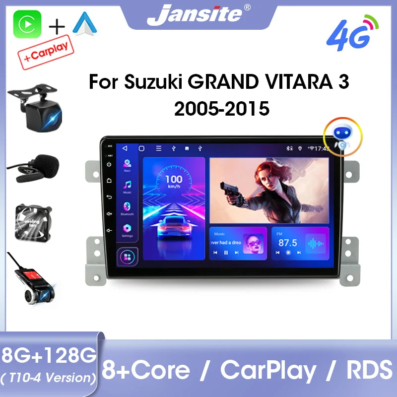 

Jansite 2 Din Android 11 Car Radio Multimedia Video Player For Suzuki Grand Vitara 3 2005-2015 GPS Carplay Auto DVD Stereo RDS