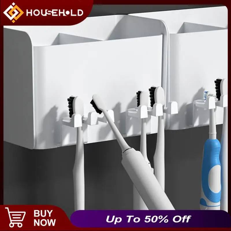 

Plastic Traceless Toothpaste Squeezer Toilet Toothbrush Holder Multi-functional Creative Toothbrush Cup Holder White Punch-free