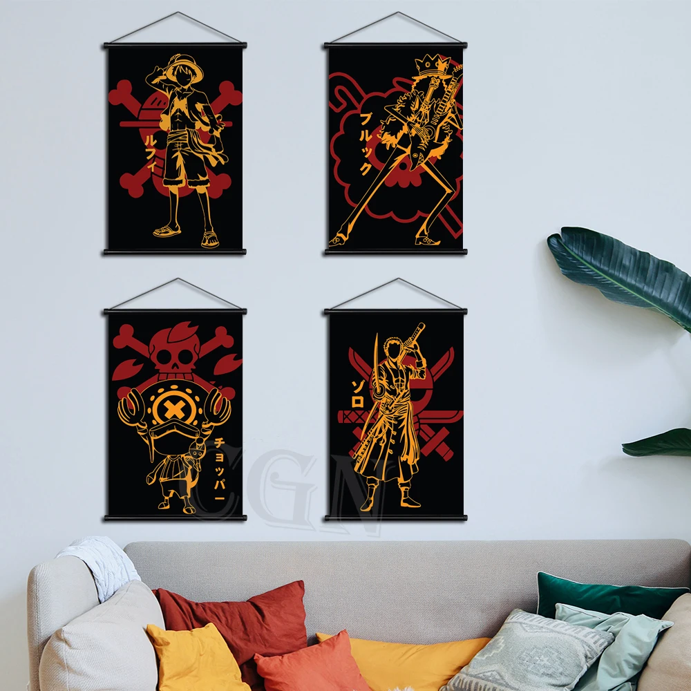 

One Piece Scroll Hanging Poster Wall Decor Figure Sanji Canvas Pictures Decoration Bedroom Decorative Paintings for Living Room