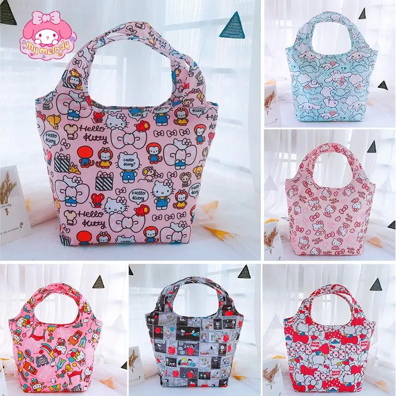 

Kawaii Anime Lunch Bag Cartoon Kittys My Melody Purin Puppy Portable Picnic Tote Cute High Capacity Insulation Mummy Pouch Gifts