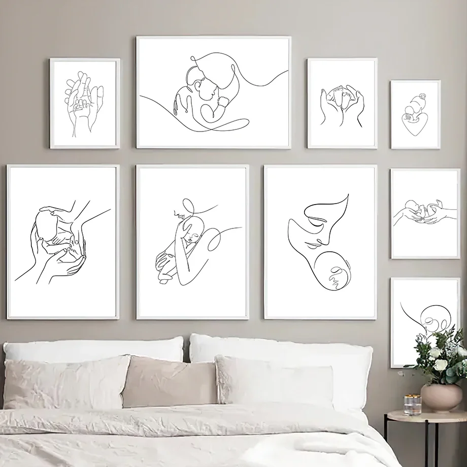 Настенная Картина на холсте с изображением мамы ребенка рук ног абстрактных