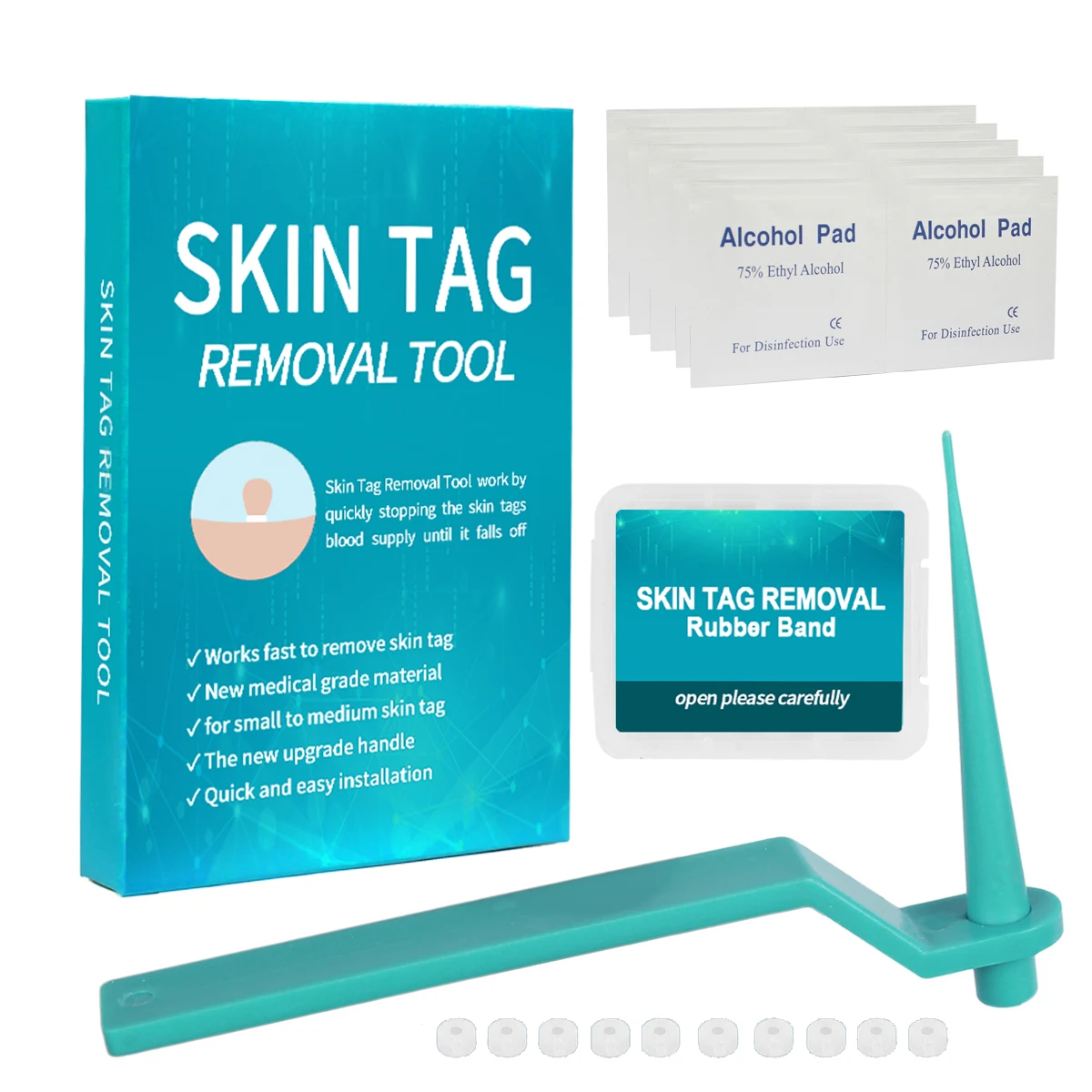 

New 20/ 30 Pcs Bands Medical micro skin tag remover Skin Mole Wart Kit With Cleansing Swabs Adult Male Face Care