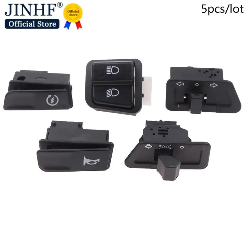 

5pcs/set Motorcycle Start Switch Horn Light Turn Signal High Low Beam Button Switch Connecters For Scooter ATV Moped Accessories