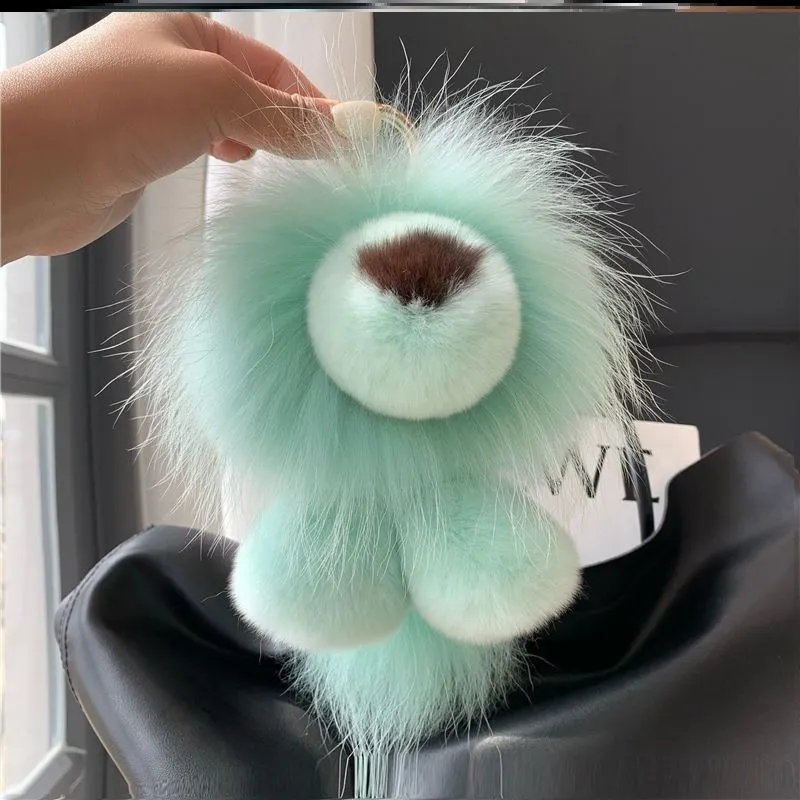 

Real Rex Rabbit Hair Little Lion Bag Ornaments Cute Plush Doll