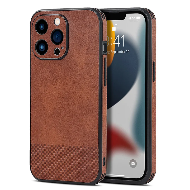 

Luxury Leather Texture TPU Phone Case for iPhone 13 12 11 Pro Max XS XR X 7 8 Plus 13Pro 11 Shockproof Business Matte Back Cover