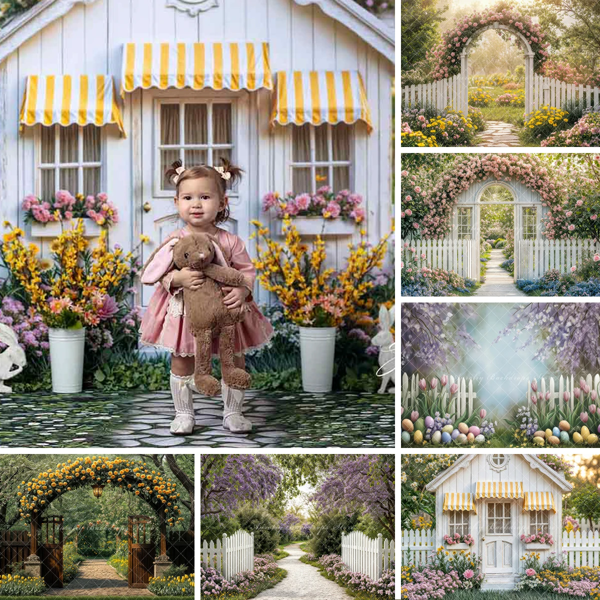 Фон для фотосъемки с изображением цветочной арки размер в ассортименте