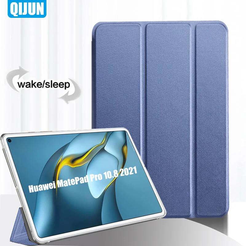 

Tablet case for Huawei MatePad Pro 10.8" 2021 Smart sleep wake Tri-fold Full Protective flip cover bag Stand capa for MRR-W29