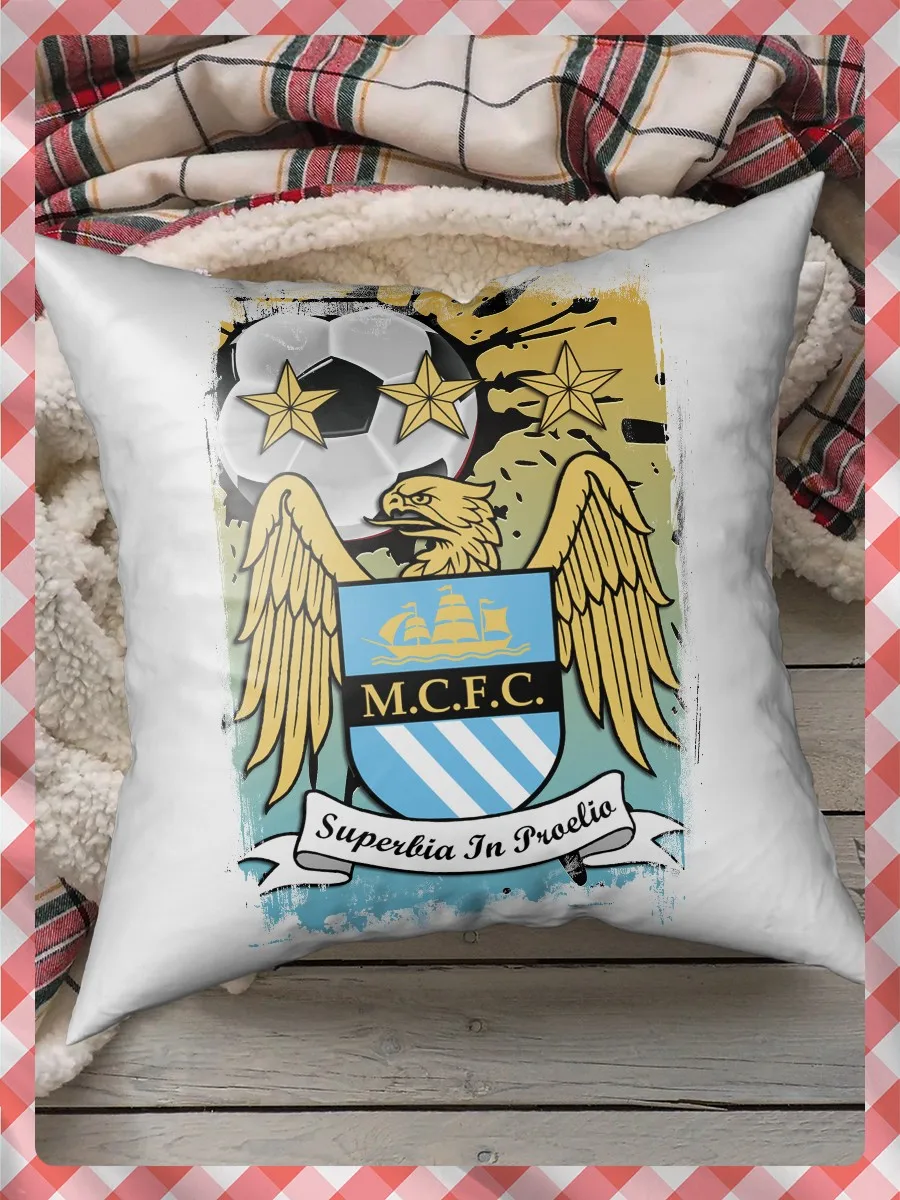 Подушка для сна декоративная с принтом Манчестер Сити (Manchester City футбол