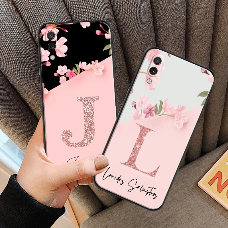 

Flower Letter Pink For Xiaomi Redmi 10 Note 9 10 Pro 5G 9T 10S Phone Case Carcasa Silicone Cover Soft Liquid Silicon