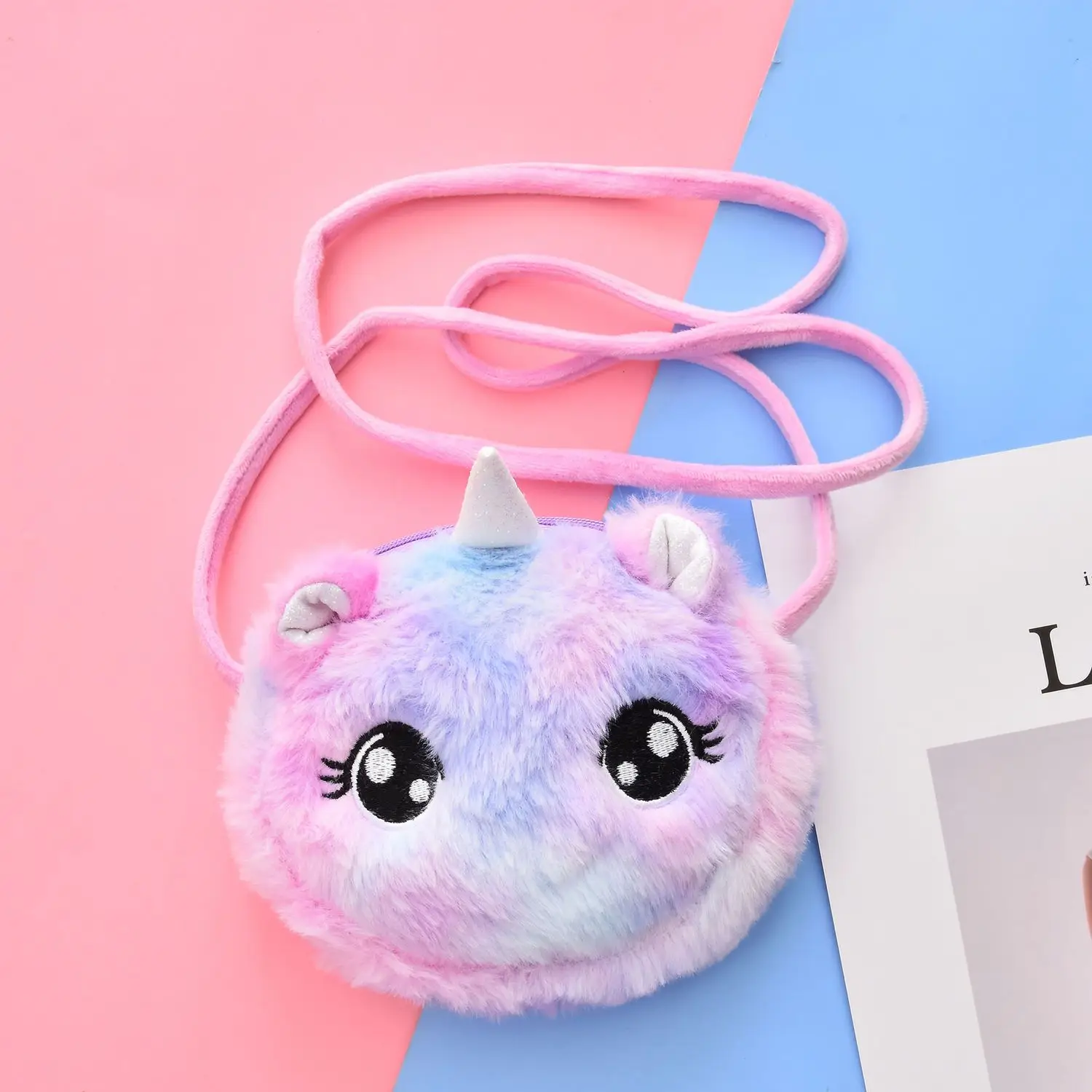 Korean Thin Cartoon Princess Plush Mini Satchel Children One Shoulder Cross-Body Bag Children Storage Change Small Bag A3307