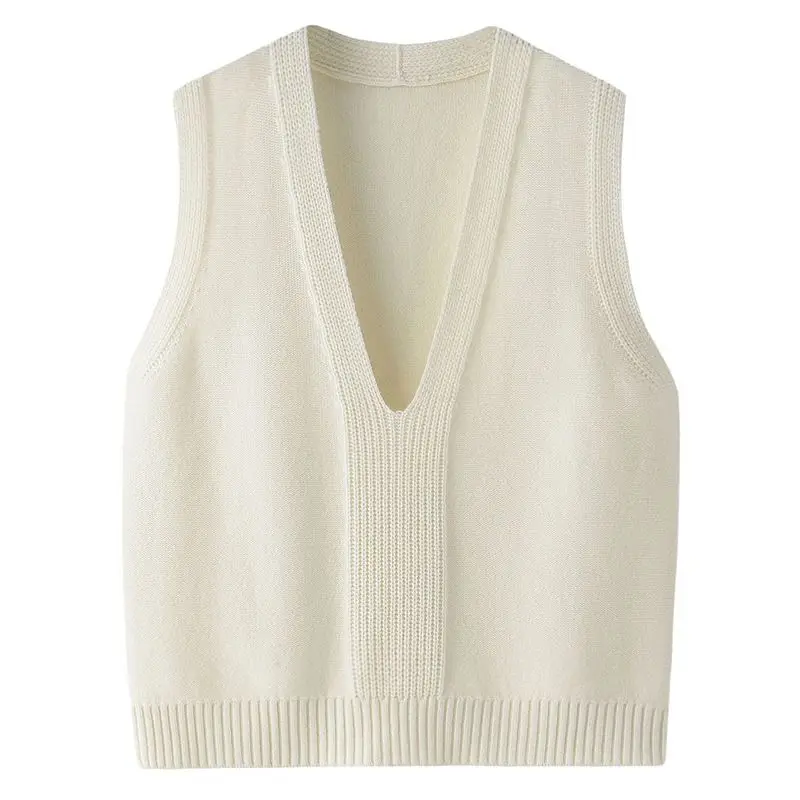 

Новинка, Модный женский жилет, вязаный осенне-зимний кашемировый свитер, женский корейский жилет без рукавов с V-образным вырезом, свободные топы H229