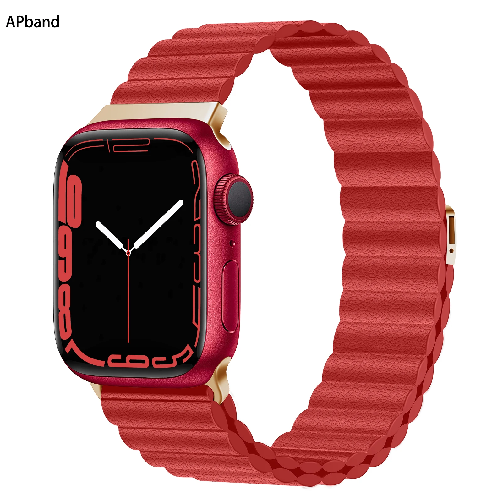 Ремешок магнитный для Apple watch band 45 мм 44 40 38 42 41 кожаный браслет iWatch series 3 5 4 6 SE 7 |