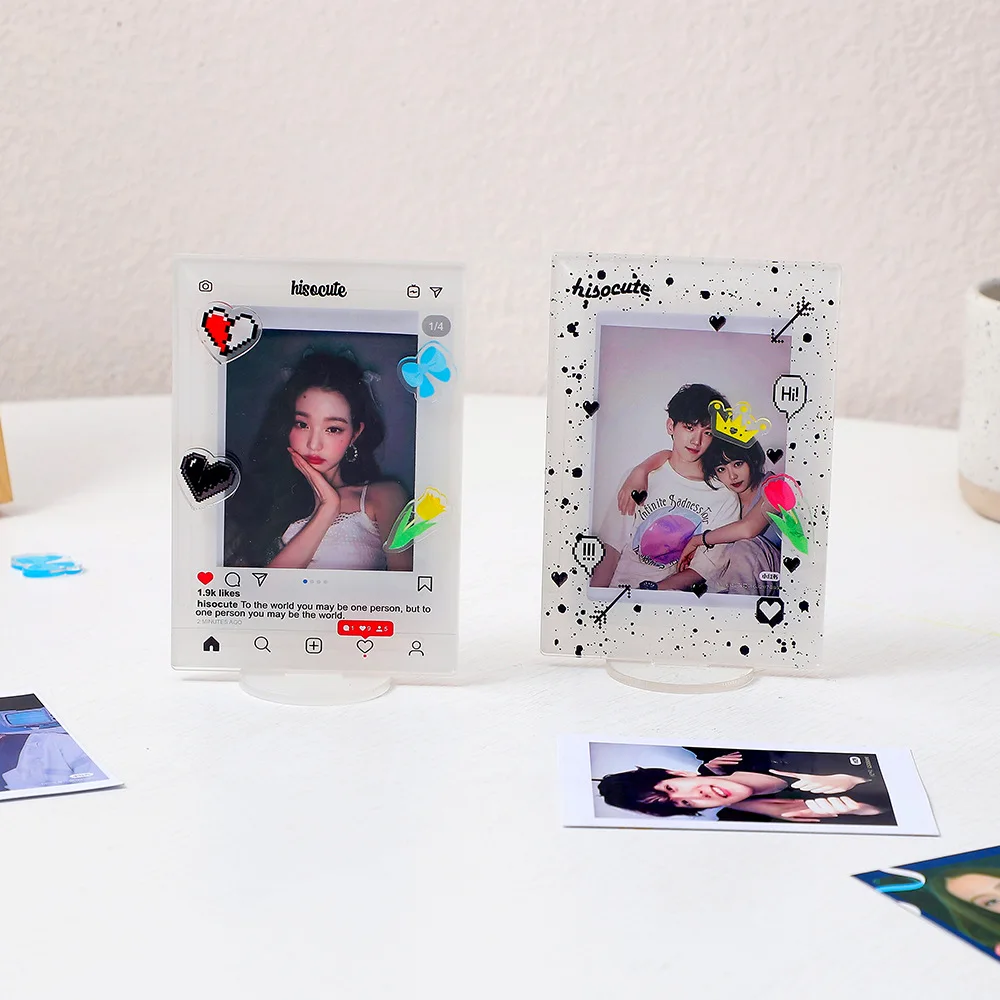

INS Korean Edition Simple Transparent Desktop Photo Frame Standing Card Girl Small Card Display Decoration Desk Sign Stand Rack