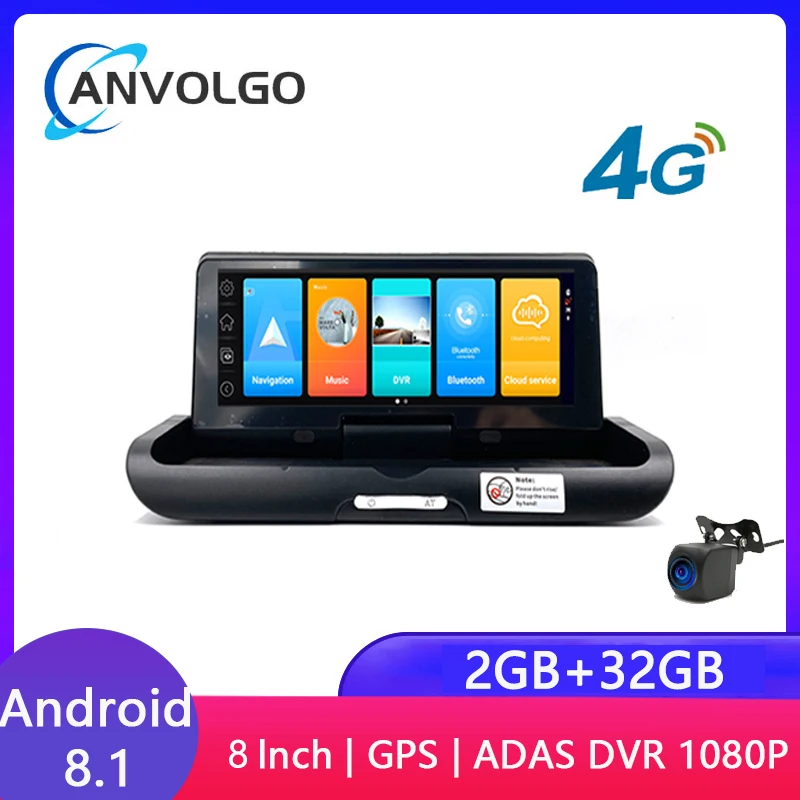 

Автомобильный видеорегистратор 8 дюймов, 4G, Android 8,1, 2 + 32 ГБ, приборная панель с двумя объективами, мониторинг парковки, ADAS, GPS-навигатор, видео...