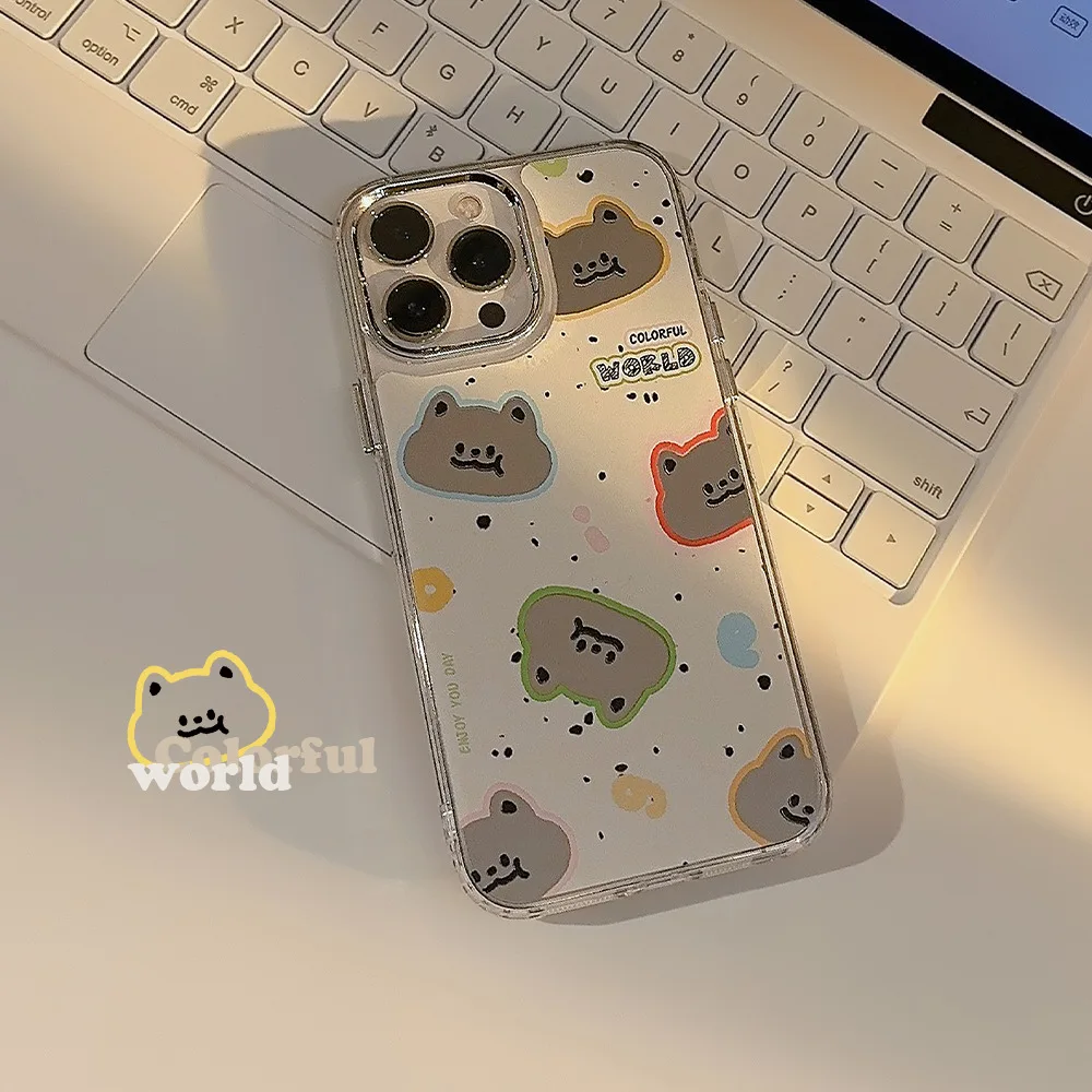 

Graffiti Cat 14promax Suitable for Apple iPhone13 Phone Case 12pro Makeup Mirror 11 Generation Hair Electroplated Mirror Surface