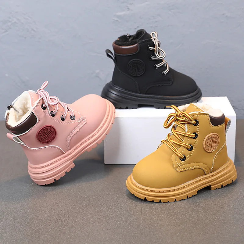 

Children's boots Winter plush thickened cotton shoes Toddler warm cotton boots Martin boots Girls' shoes Ankle boots