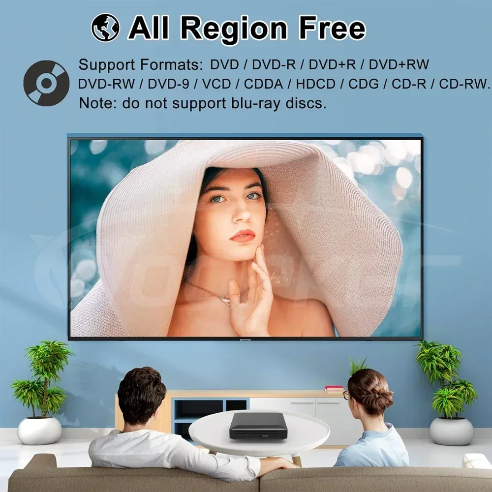 Фото Мини-DVD-плеер Woopker M218 с HD и RCA-кабелем 1080P PAL/NTSC USB 2.0 Портативный CD-плеер для дома, путешествий, бесплатный универсальный №3