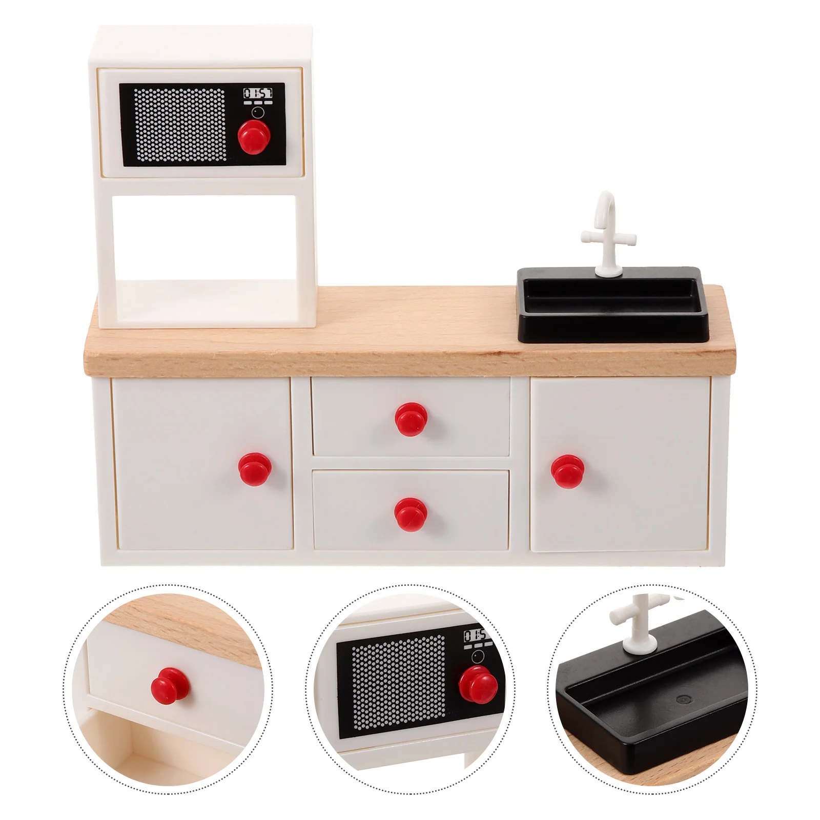 

Mini Furniture Bathroom Miniature Sink Counter Kitchen Cabinet House Accessory Decor
