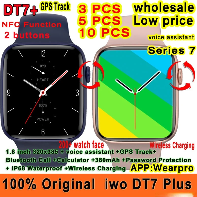 

1PCS Wholesale Low Price Original iwo DT7+ Smart Watch NFC Function Series 7 Call Ai Voice Assistant DT7 Plus Smartwatch
