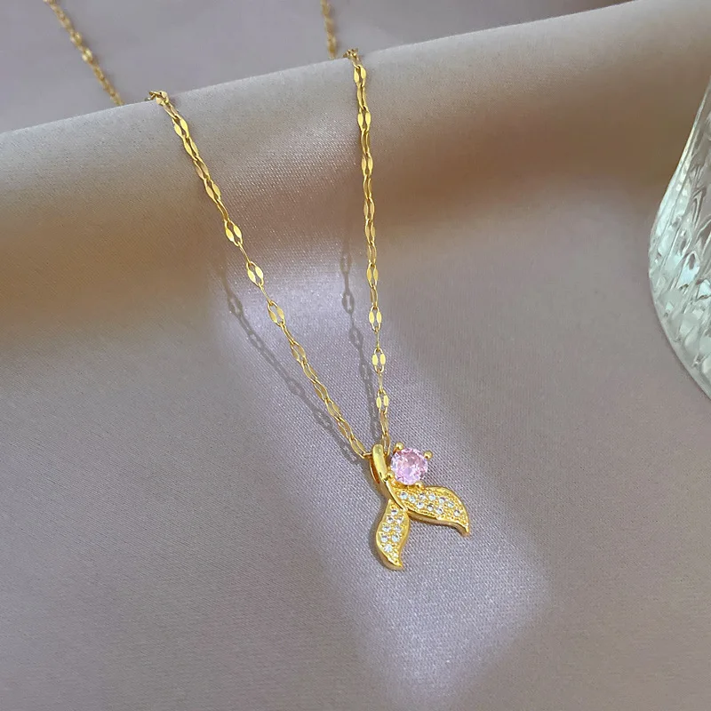 OIMG 316L нержавеющая сталь золото цвета Microinlaid Zircon русалки подвеска темперамент