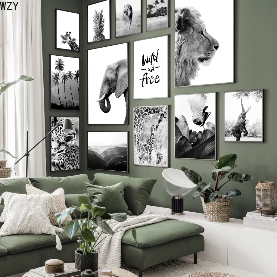 

Giraffe Elephant Lion Pineapple Palm Tree Wall Art Canvas Painting For Living Room Wall Pictures Decor Nordic Posters And Prints