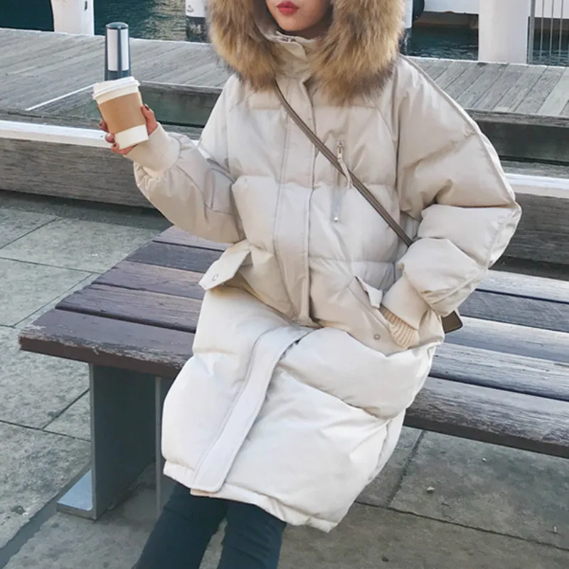 Women Winter Down Cotton Women Warmth Clothes Button Zippers Coat Female Vintage Jacket Thick Long Autumn Girls Parkas Oversized