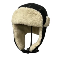 womens lamb wool bomber hat with earflaps thick warm winter hat men windproof ushanka trapper cycling ski snow cap bonnet 2021