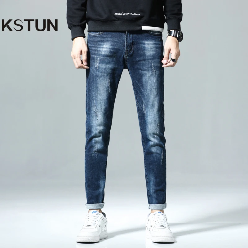 

Облегающие джинсы, мужские брюки, Стрейчевые темно-синие джинсовые брюки, повседневные длинные брюки, Мужская одежда, уличная одежда, Cowboys, в...