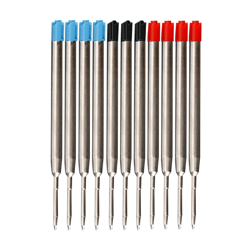 

Металлическая шариковая ручка 10 шт./лот, сменные стержни, синие, черные и красные чернила, средние шариковые ручки, сменные канцелярские при...